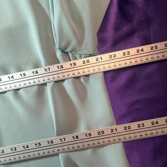 VTG📌 Afterdark Evening - MOB Crystal Sea Green Chiffon Dress Long Sleeves - Picture 11 of 16